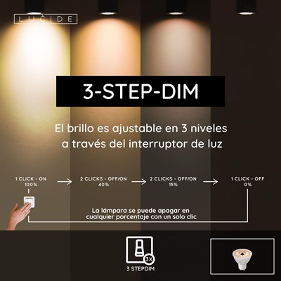 Lucide MR16 - Lámpara led - Ø 5 cm - LED 3 StepDim - GU10 - 1x5W 2700K - Blanco